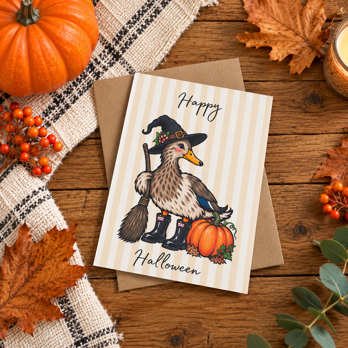 Cute Halloween Duck Greeting Card