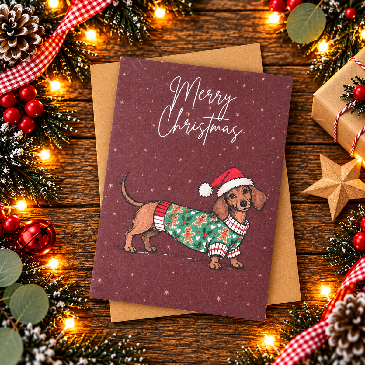 Sausage Dog Christmas Cards Pack of 4