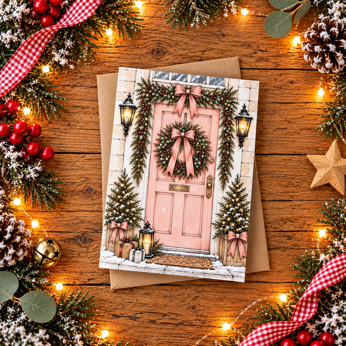 Christmas Door Greeting Cards – Pack of 4