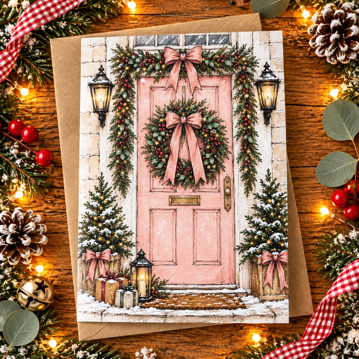 Christmas Door Greeting Cards – Pack of 4