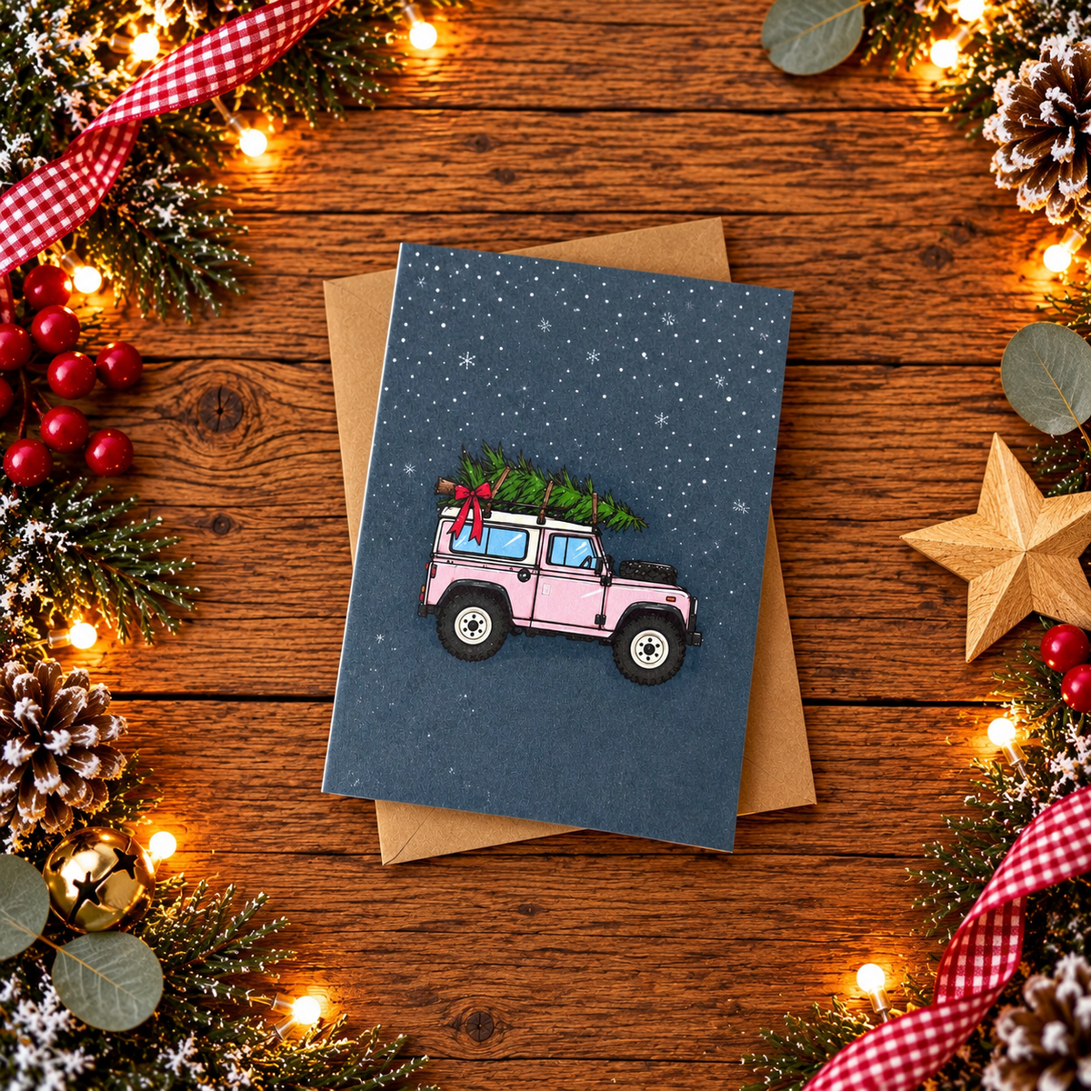 Pink Christmas 4x4 Greeting Card