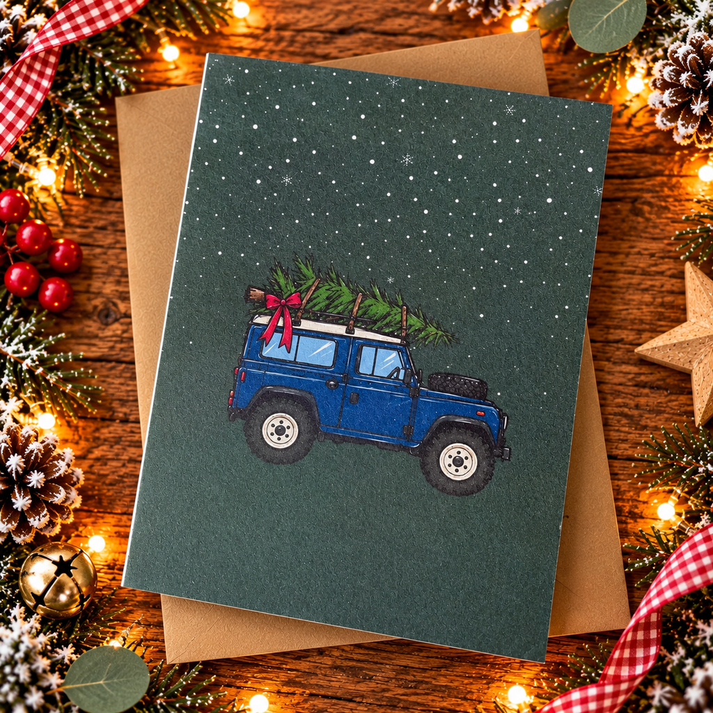 A6 Blue 4x4 Blank Christmas Card
