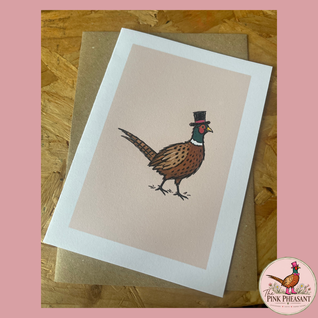 Dapper Pheasant Pink Greeting Card | 160gsm | Perfectly Imperfect
