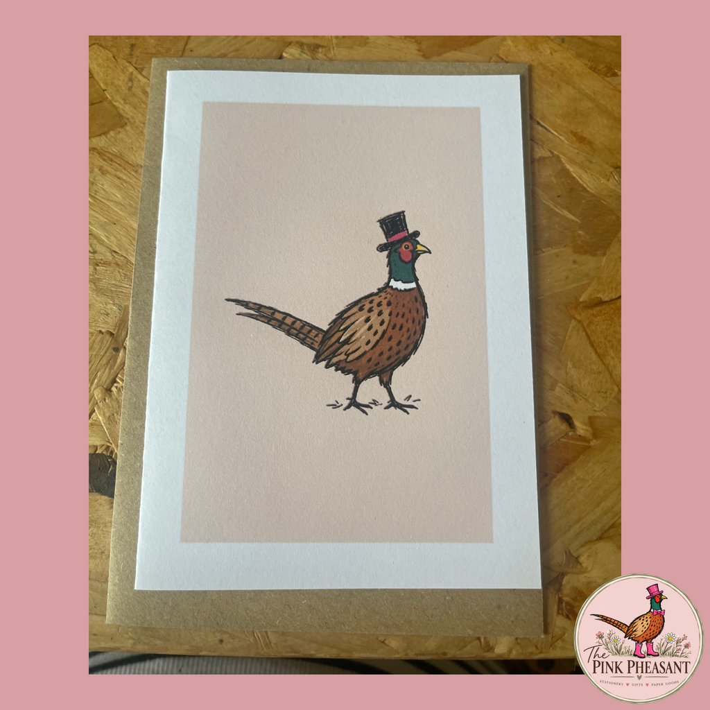 Dapper Pheasant Pink Greeting Card | 160gsm | Perfectly Imperfect