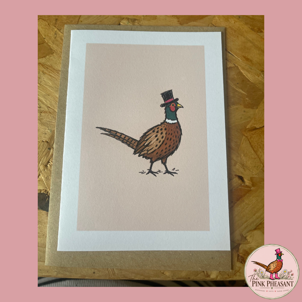 Dapper Pheasant Pink Greeting Card | 160gsm | Perfectly Imperfect