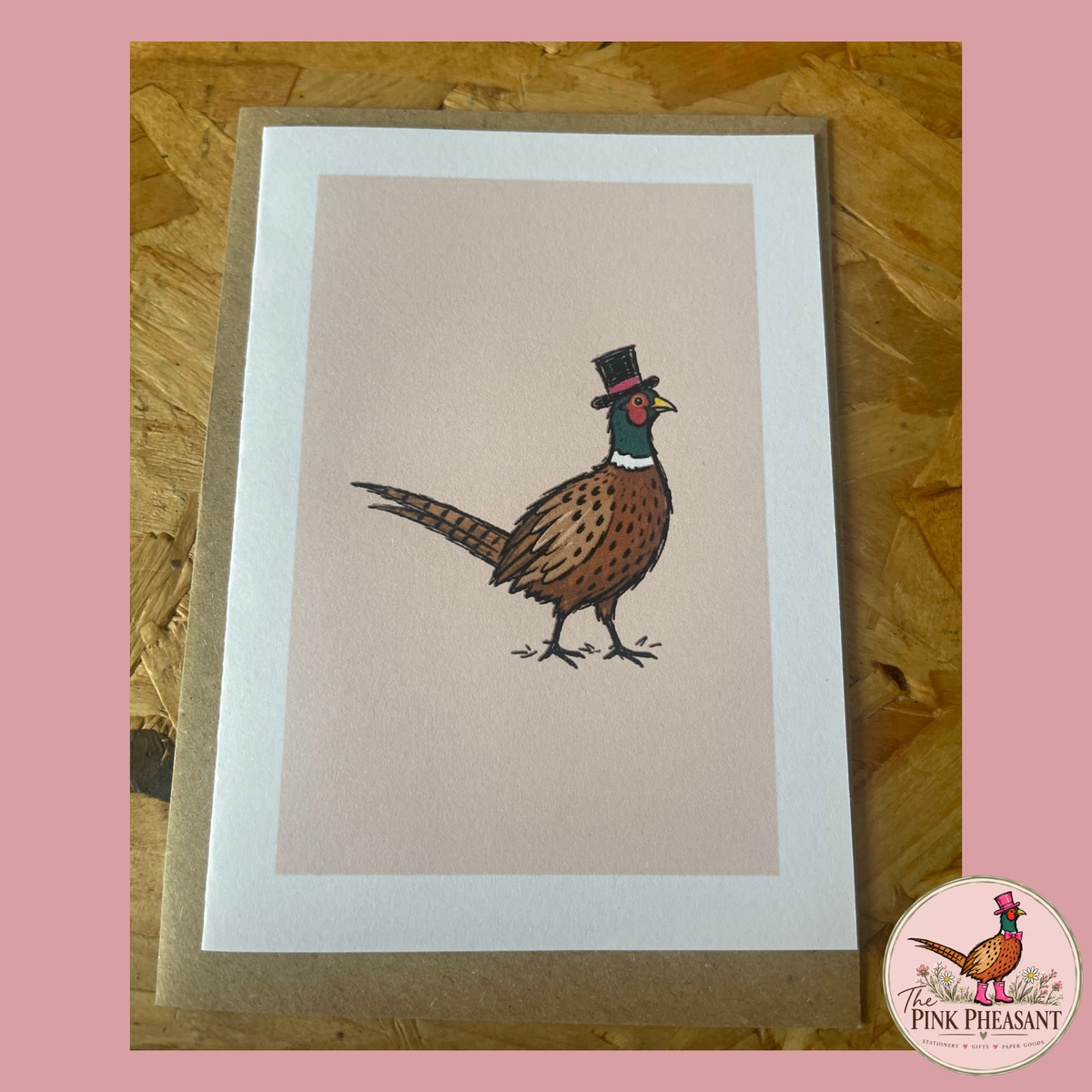 Dapper Pheasant Pink Greeting Card | 160gsm | Perfectly Imperfect